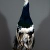 Stuffed peacock mounted on a pedestal. Fresh taxidermy.