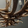 Oblong hanging lamp made of red deer antlers