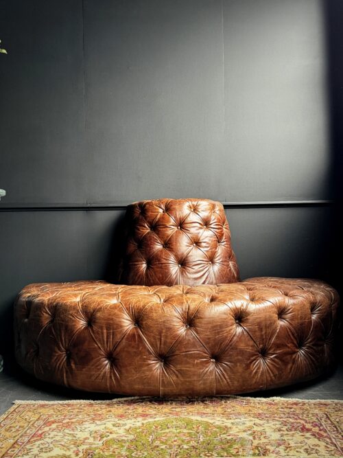 Half ronde vintage lederen Chesterfield bank